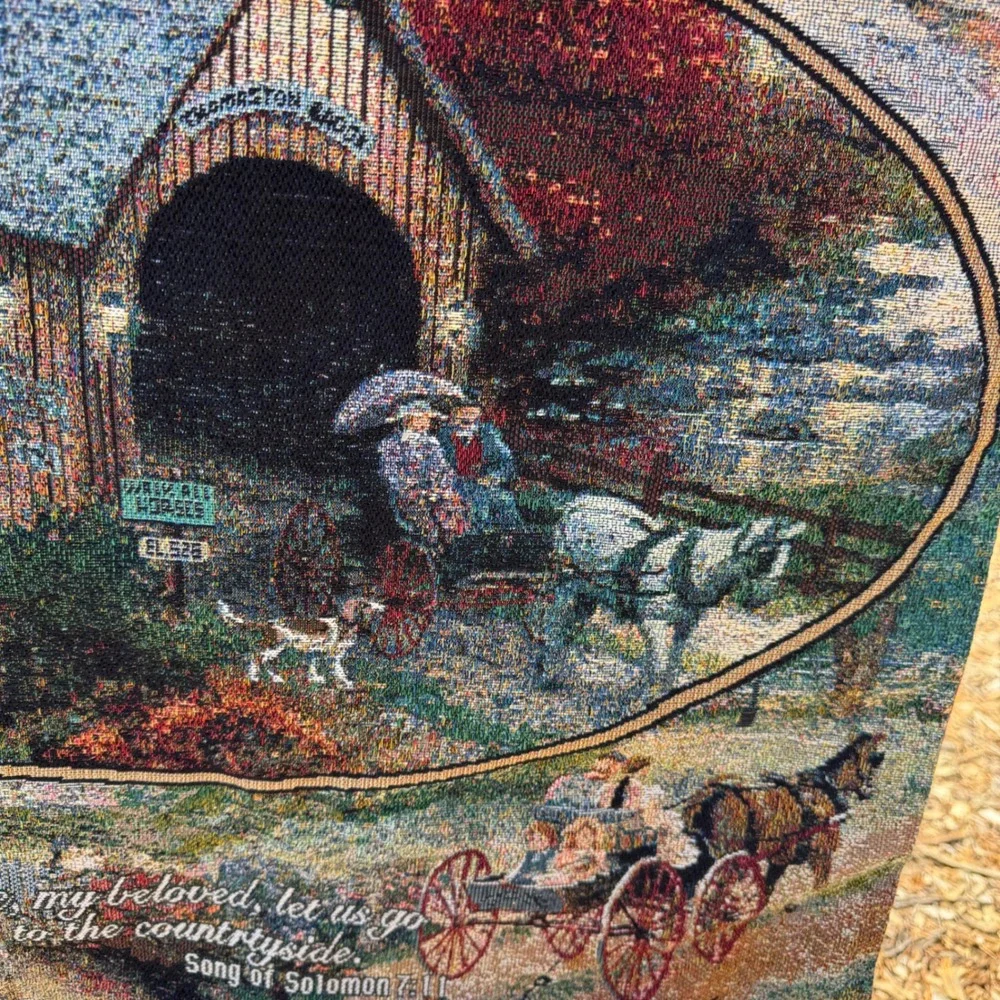 Thomas Kinkade Country Memo Woven Tapestry Wall‎ Hanging 27x27 Song of Solomon